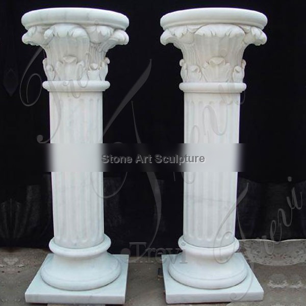 Round white marble carved roman architecture columns pillars and capitals for sale TMC-13