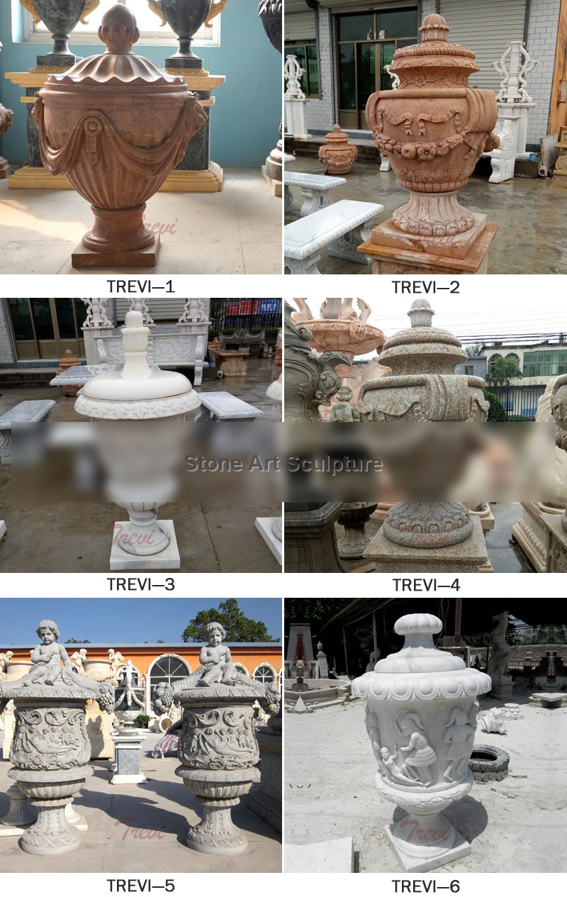 Rounded garden marble flower pots with hat for home interior decor TMP-12 detail image