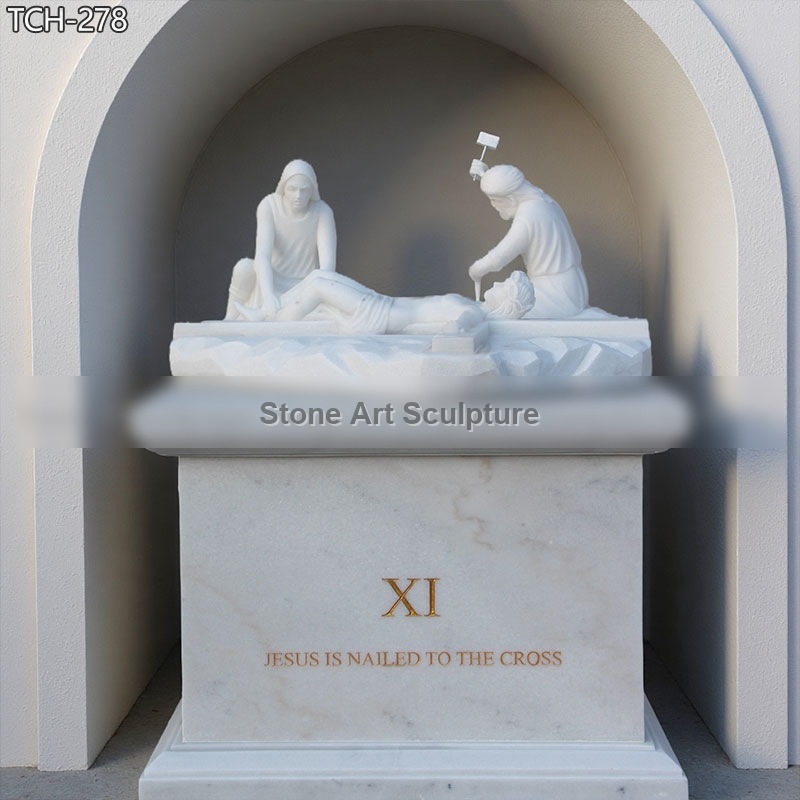 Station XI | Jesus Is Nailed To The Cross Marble Statue