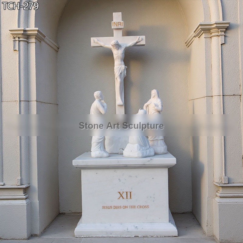 Station XII |Jesus Dies On The Cross Marble Statue