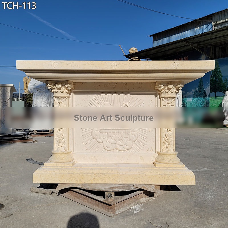 Beige Marble Altar Table for Church Furniture Decor TCH-113