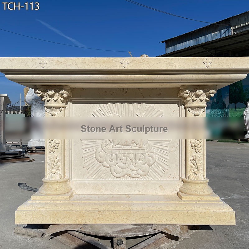 Beige Marble Altar Table for Church Furniture Decor TCH-113 detail image