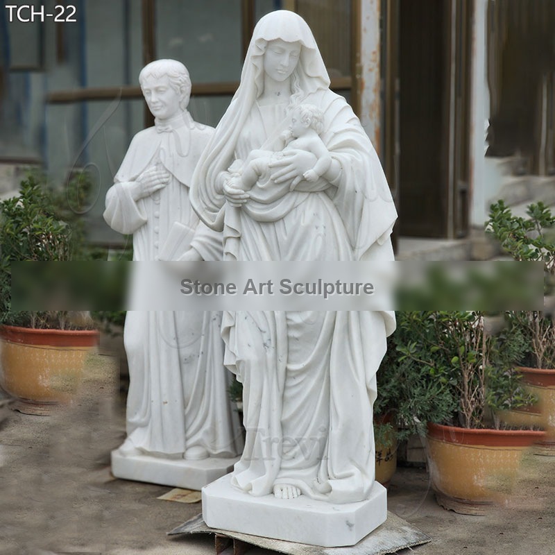 Mother Mary Hold Baby Jesus Life Size Marble Statues TCH-22 detail image