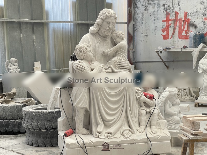 Outdoor Religious Garden Statues of Jesus Christ and Children TCH-238 detail image