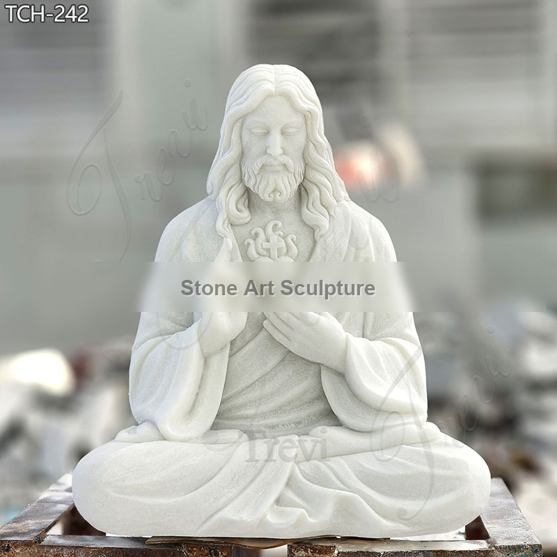 Life Size Marble Meditating Jesus Statue Garden Decor for Sale detail image