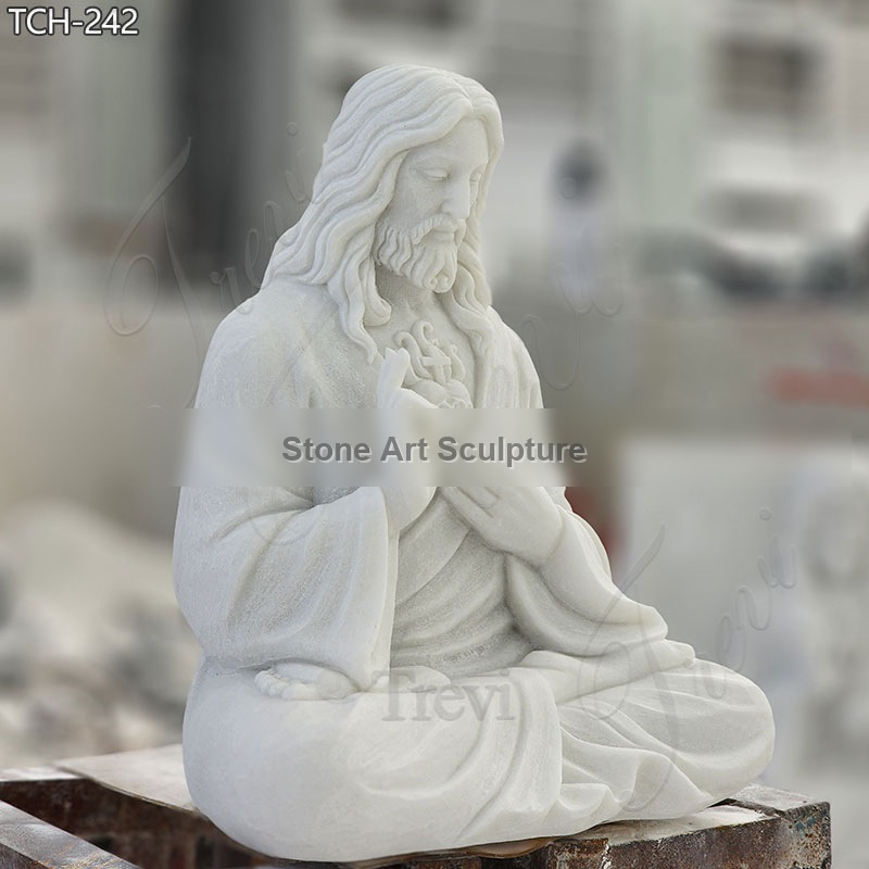 Life Size Marble Meditating Jesus Statue Garden Decor for Sale detail image