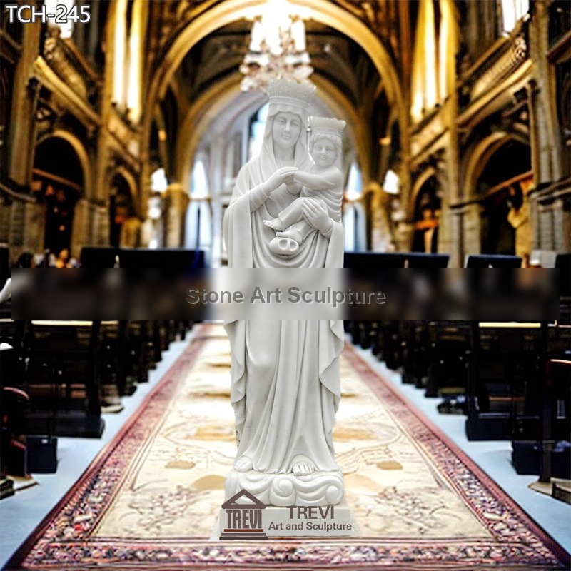 Life Size Marble Mother Mary Garden Statue Holding Jesus detail image