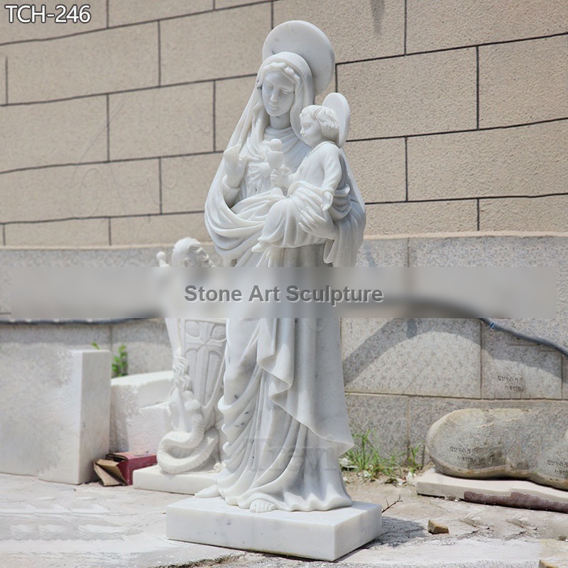 Holy Mary Monument Marble Statue Holding Jesus for Sale detail image