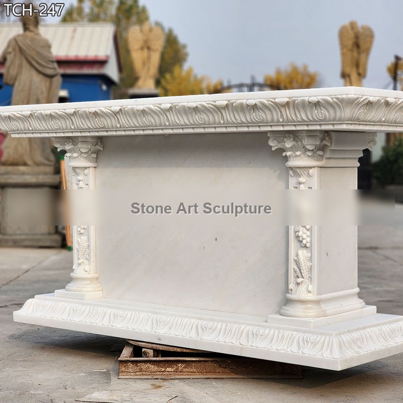 Catholic Marble Altar with Jesus Shepherd Relief for Sale detail image