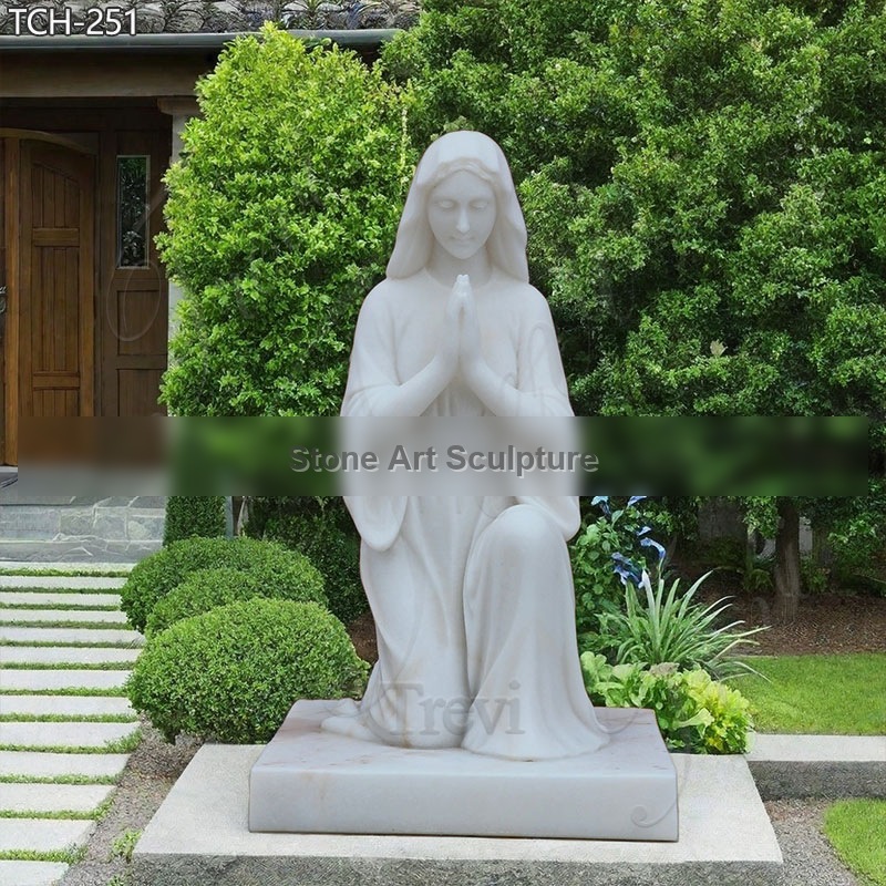 Kneeling Marble Virgin Mary Praying Statue