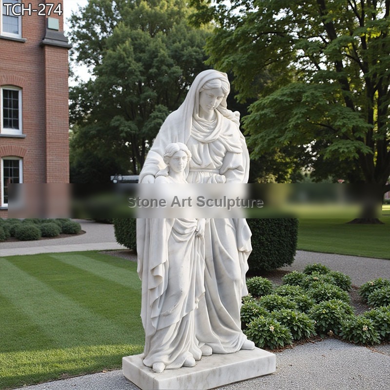 6 Feet Tall Marble St Anne and Mary Statue TCH-274
