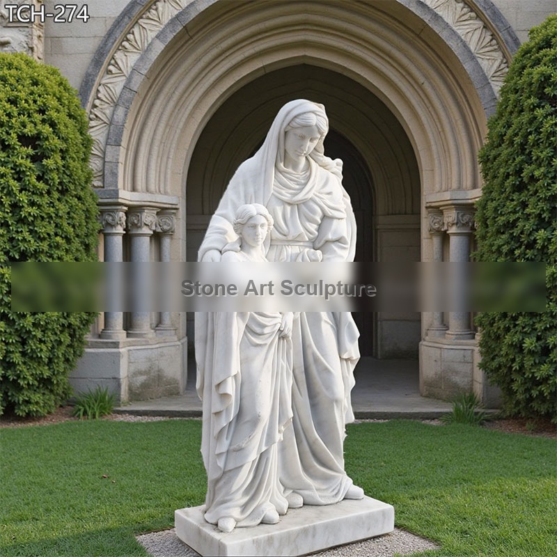6 Feet Tall Marble St Anne and Mary Statue TCH-274 detail image