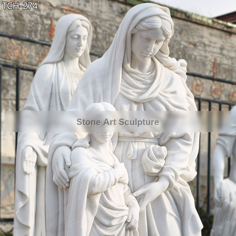 6 Feet Tall Marble St Anne and Mary Statue TCH-274 detail image