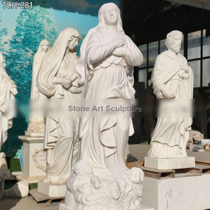60 inches Marble Our Lady of the Assumption Statue detail image