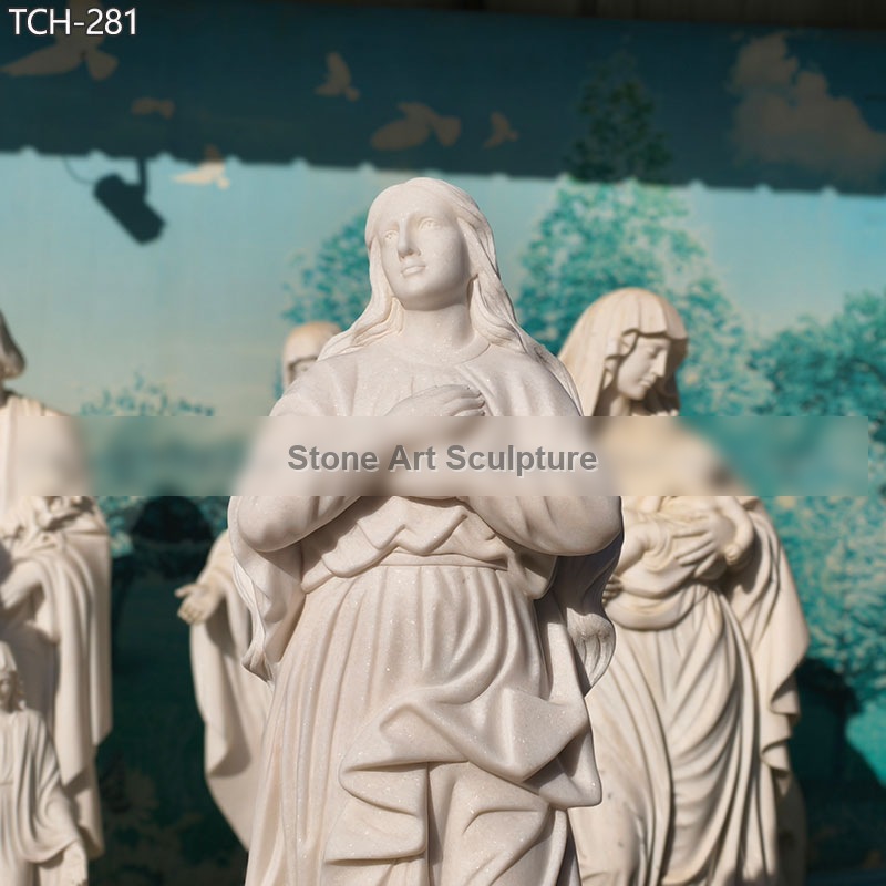 60 inches Marble Our Lady of the Assumption Statue detail image