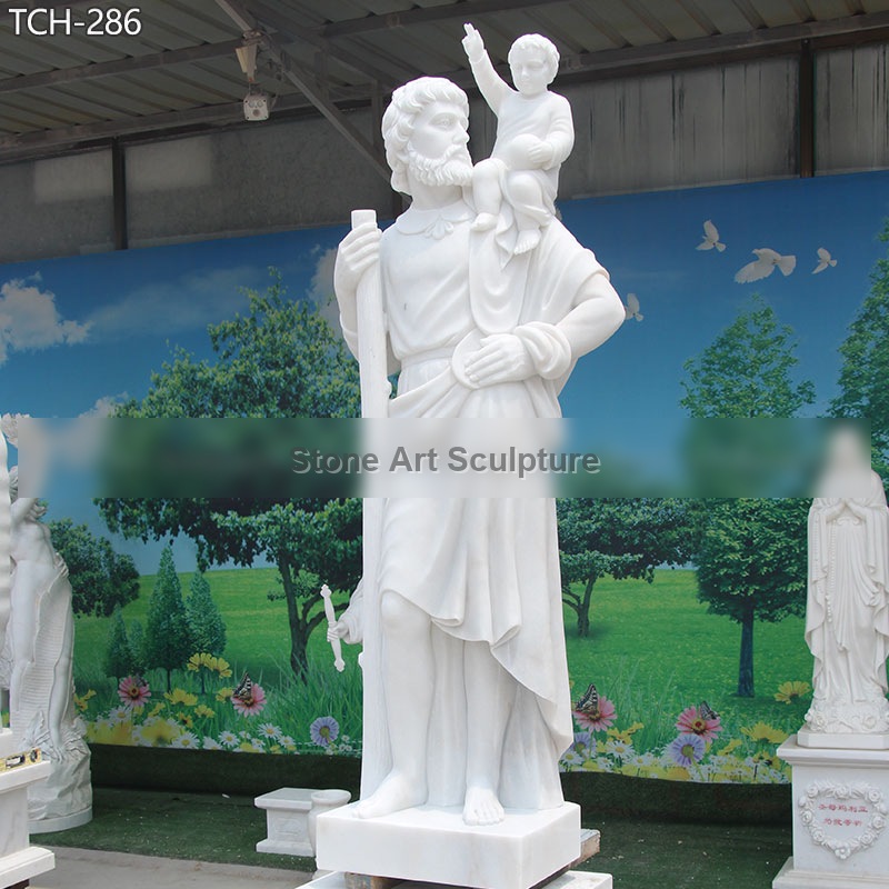 White Marble Saint Christopher Statue for Sale detail image