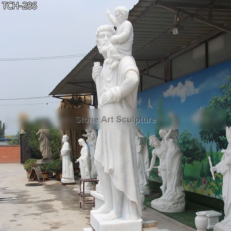 White Marble Saint Christopher Statue for Sale detail image