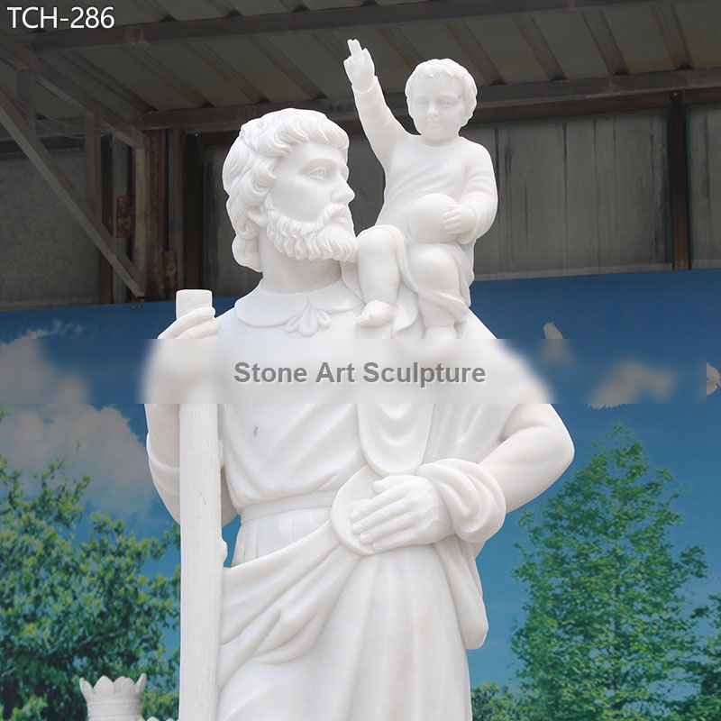 White Marble Saint Christopher Statue for Sale detail image