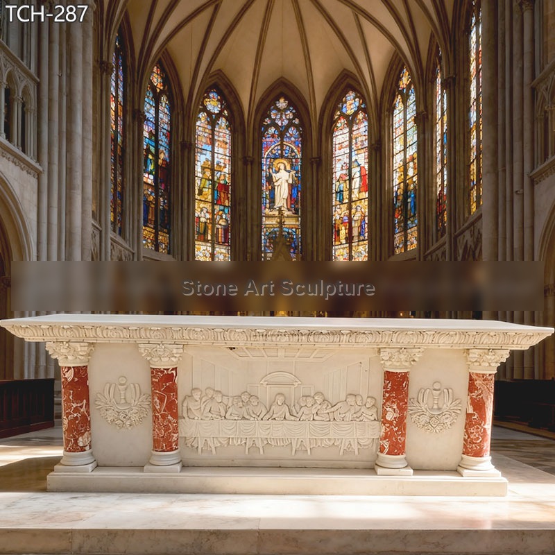 Marble Traditional Catholic Altar with Religious Relief
