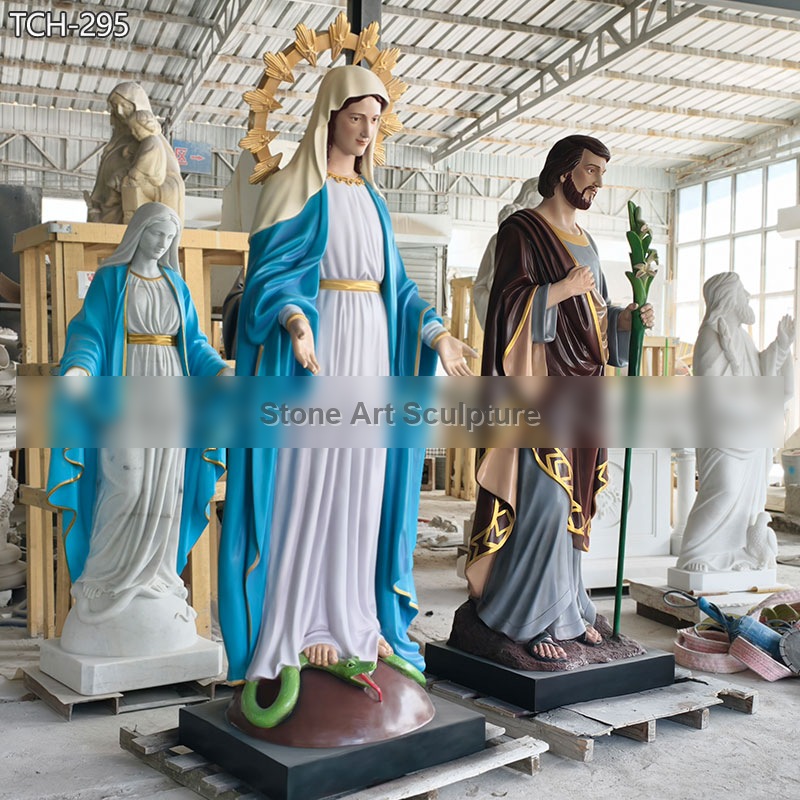 Life Size Painted Mary and Joseph Statue detail image
