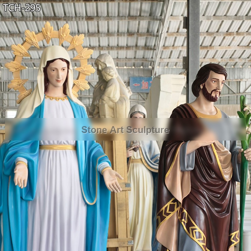 Life Size Painted Mary and Joseph Statue detail image
