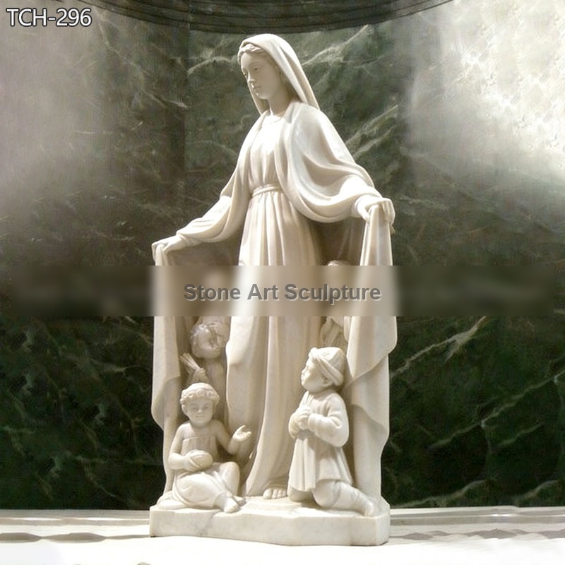 Life Size Marble Our Lady of Refuge Statue detail image