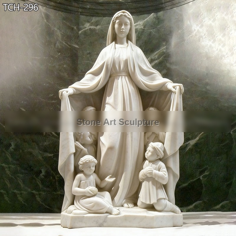 Life Size Marble Our Lady of Refuge Statue detail image