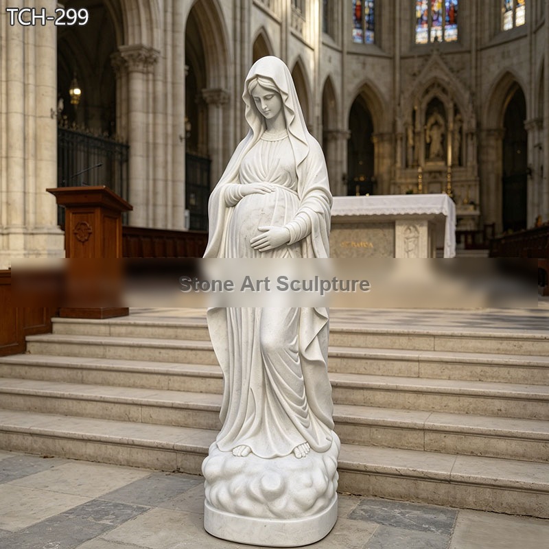 Marble Pregnant Our Lady of Hope Statue TCH-299
