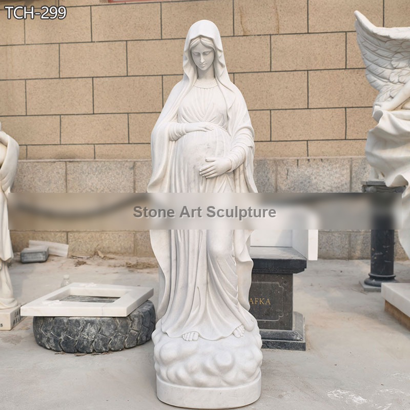 Marble Pregnant Our Lady of Hope Statue TCH-299 detail image