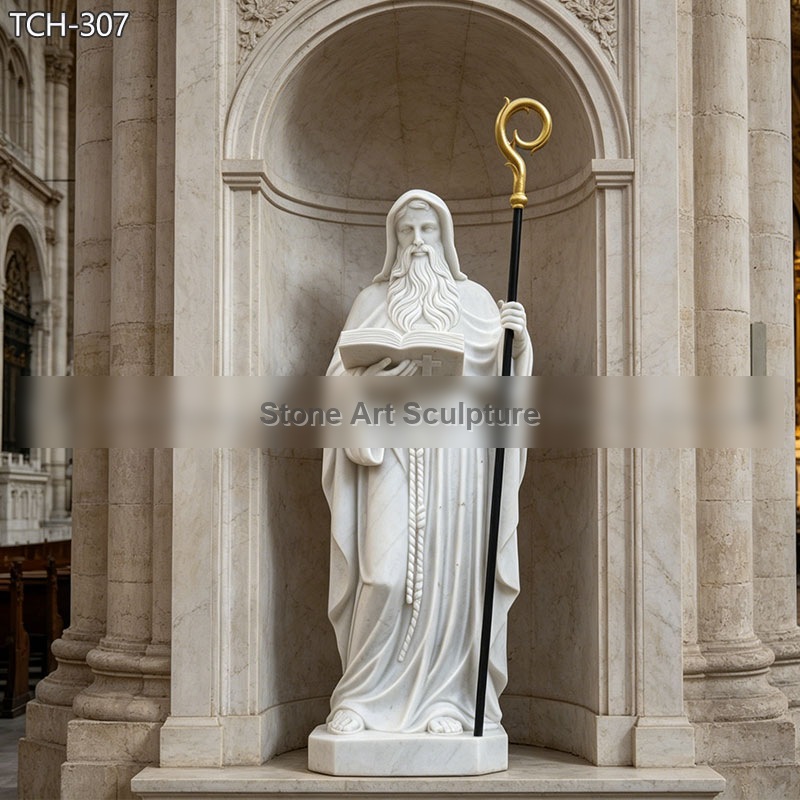 Life-size Marble St Benedict Statue