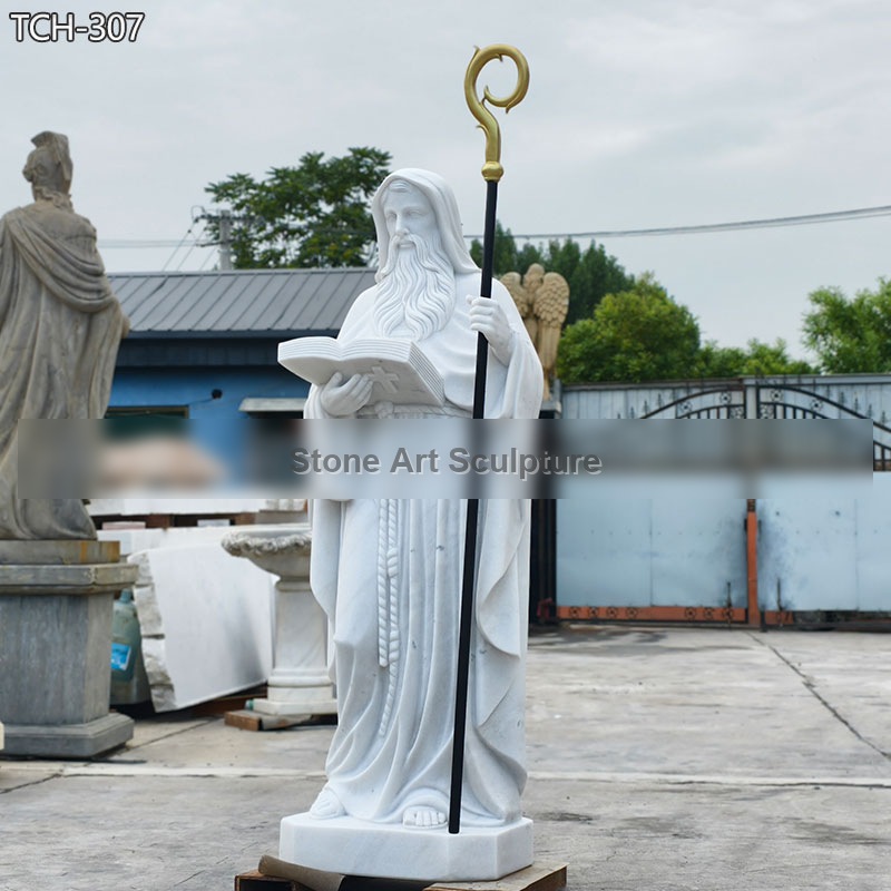 Life-size Marble St Benedict Statue detail image