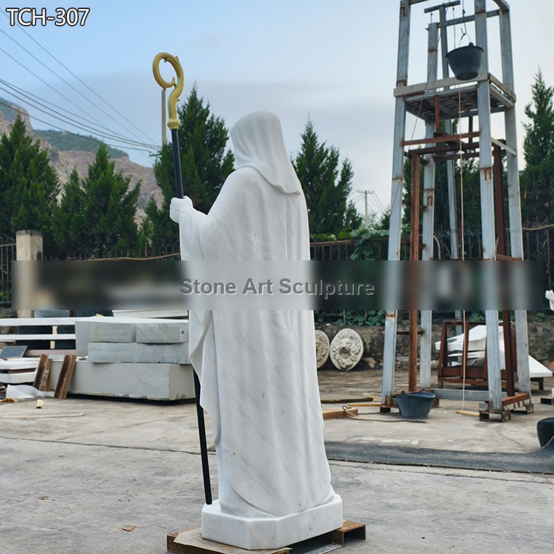 Life-size Marble St Benedict Statue detail image