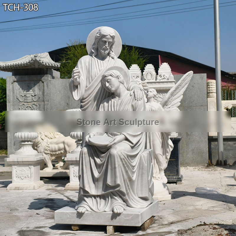 Religious Christ and Saint John the Evangelist Marble Statue detail image