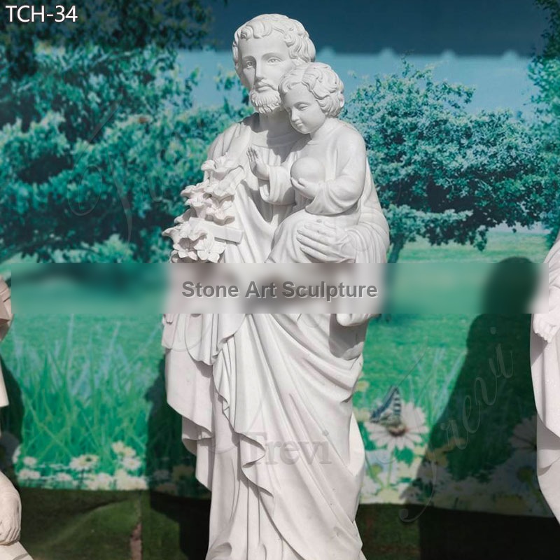 Catholic Life Size Marble Saint Joseph TCH-34 detail image