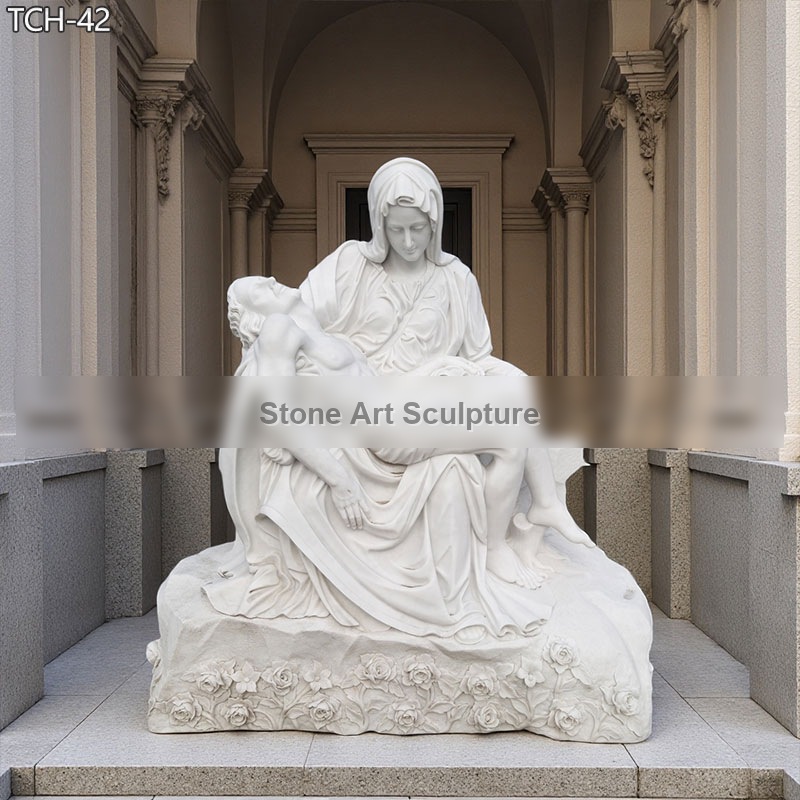 Church Religious Garden Marble Statue of Michelangelo’s Pieta on Sale TCH-42