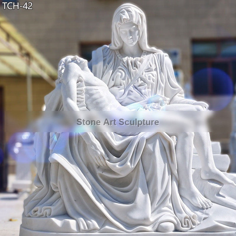 Church Religious Garden Marble Statue of Michelangelo’s Pieta on Sale TCH-42 detail image