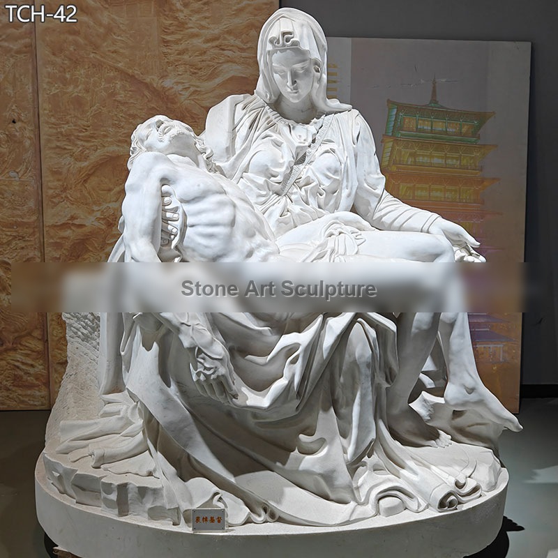 Church Religious Garden Marble Statue of Michelangelo’s Pieta on Sale TCH-42 detail image