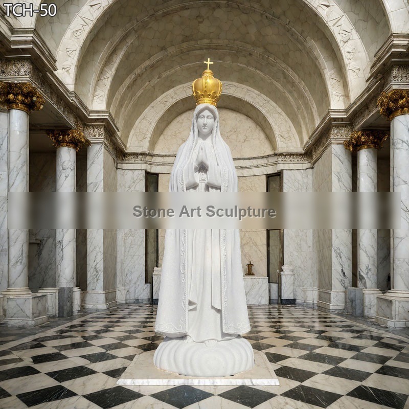 Marbel Our Lady of Fatima Statue with Golden Crown TCH-50