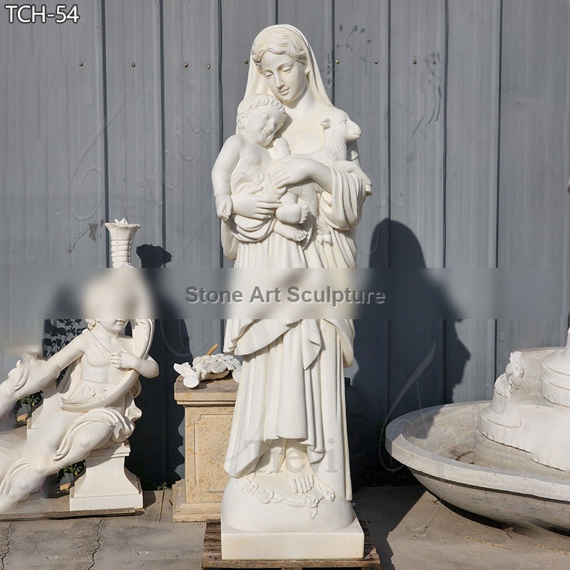 6-foot Madonna and Child with Lamb Statue detail image