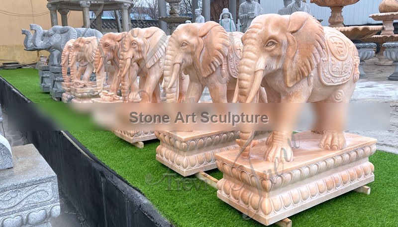 Sunset Red Marble Elephant Statue with Big Size Supplier TMA-101 detail image