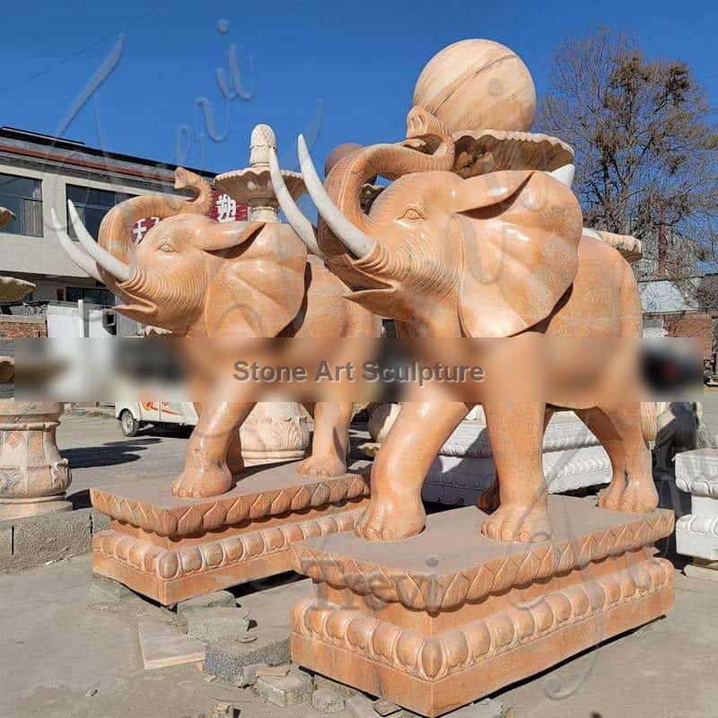 Sunset Red Marble Elephant Statue with Big Size Supplier TMA-101 detail image
