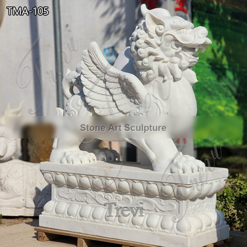 Exquisite Hand Carved Marble Qilin Statue Supplier TMA-105