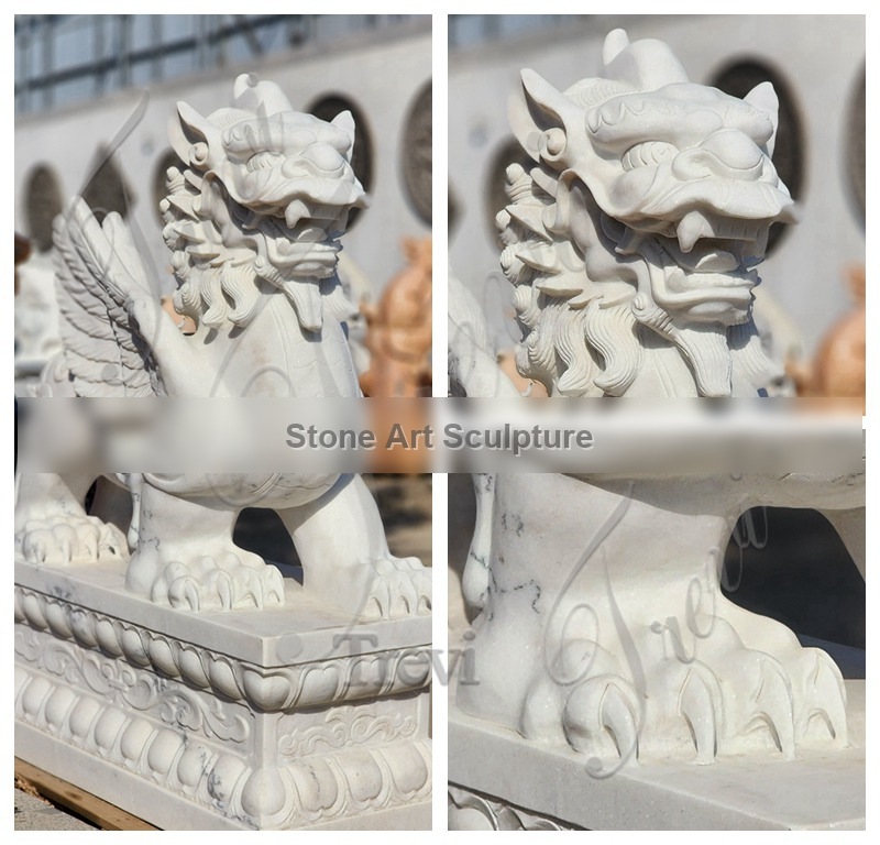 Exquisite Hand Carved Marble Qilin Statue Supplier TMA-105 detail image
