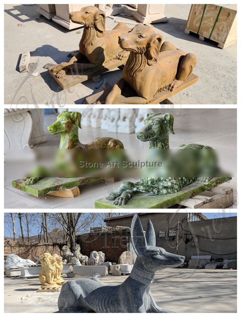 Life Size Marble Dog Statue for Garden for Sale detail image