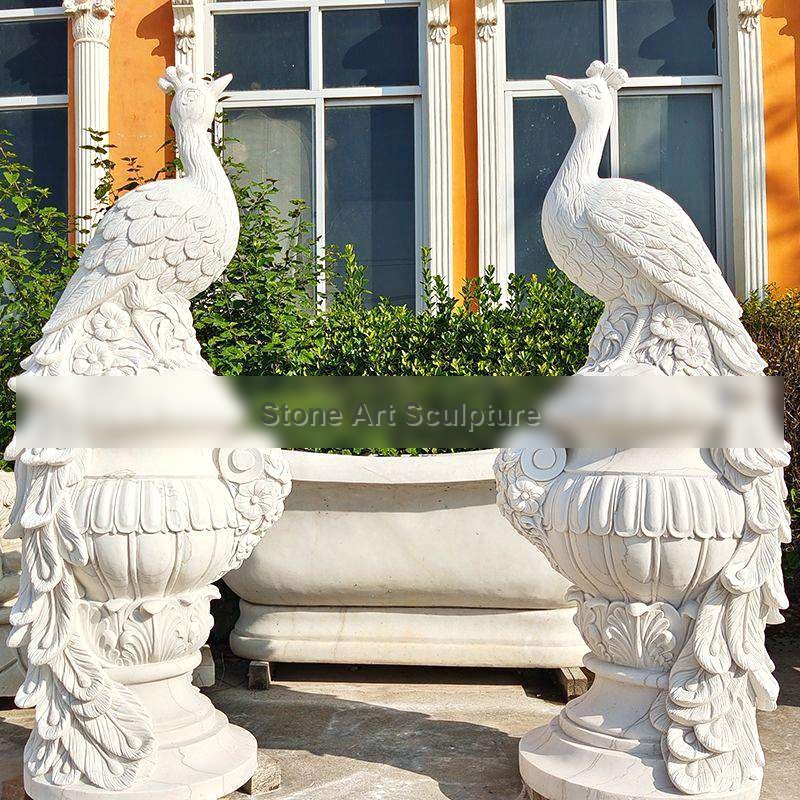 Marble Welcome Statue for Home Peacock Flower Pot Supplier TMA-107 detail image