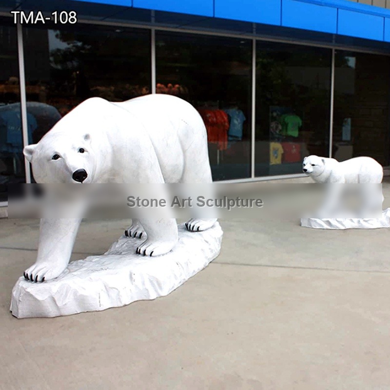 Large White Marble Polar Bear Family Statue for Sale TMA-108
