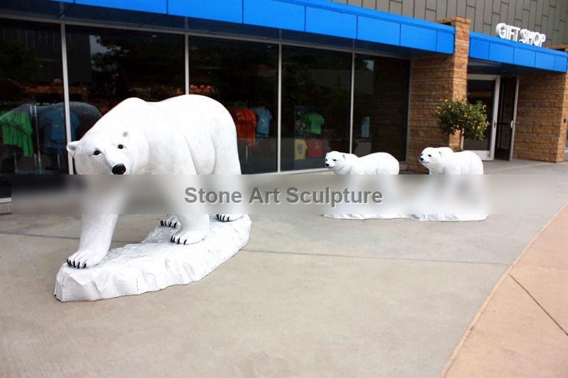 Large White Marble Polar Bear Family Statue for Sale TMA-108 detail image
