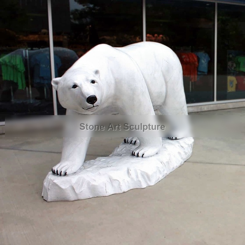 Large White Marble Polar Bear Family Statue for Sale TMA-108 detail image