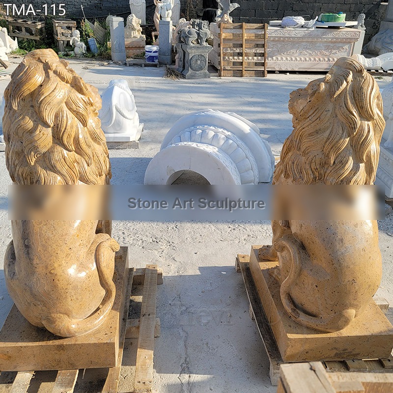Life Size Beige Marble Lion Statue Price Factory Supply detail image