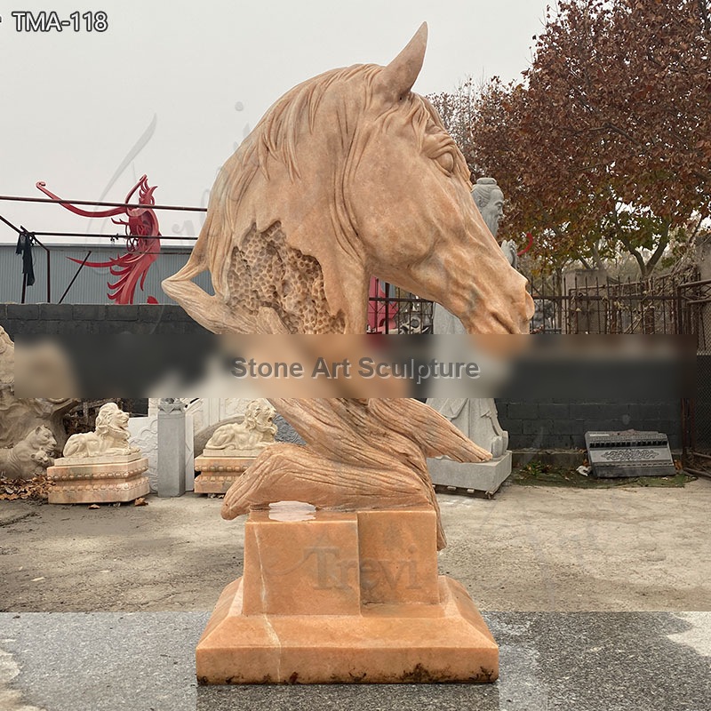 Marble Horse Head Sculpture Elegant Indoor Home Decor detail image